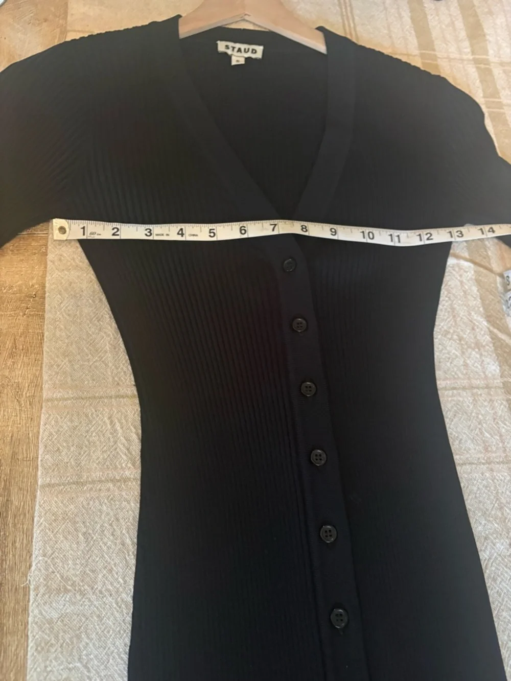 STAUD Shoko Sweater Maxi Dress Black Ribbed Button-Front Size Small Retails $225 - Picture 12 of 13